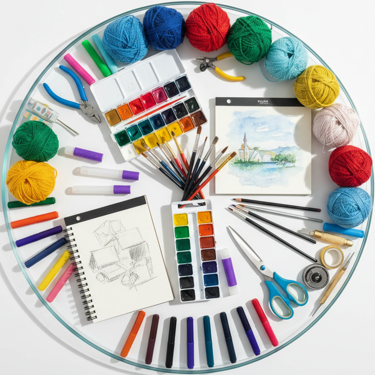 circle photo of hobby supplies, make a real photo